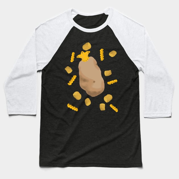 All Hail the Potato: King of foods Baseball T-Shirt by cswrawr